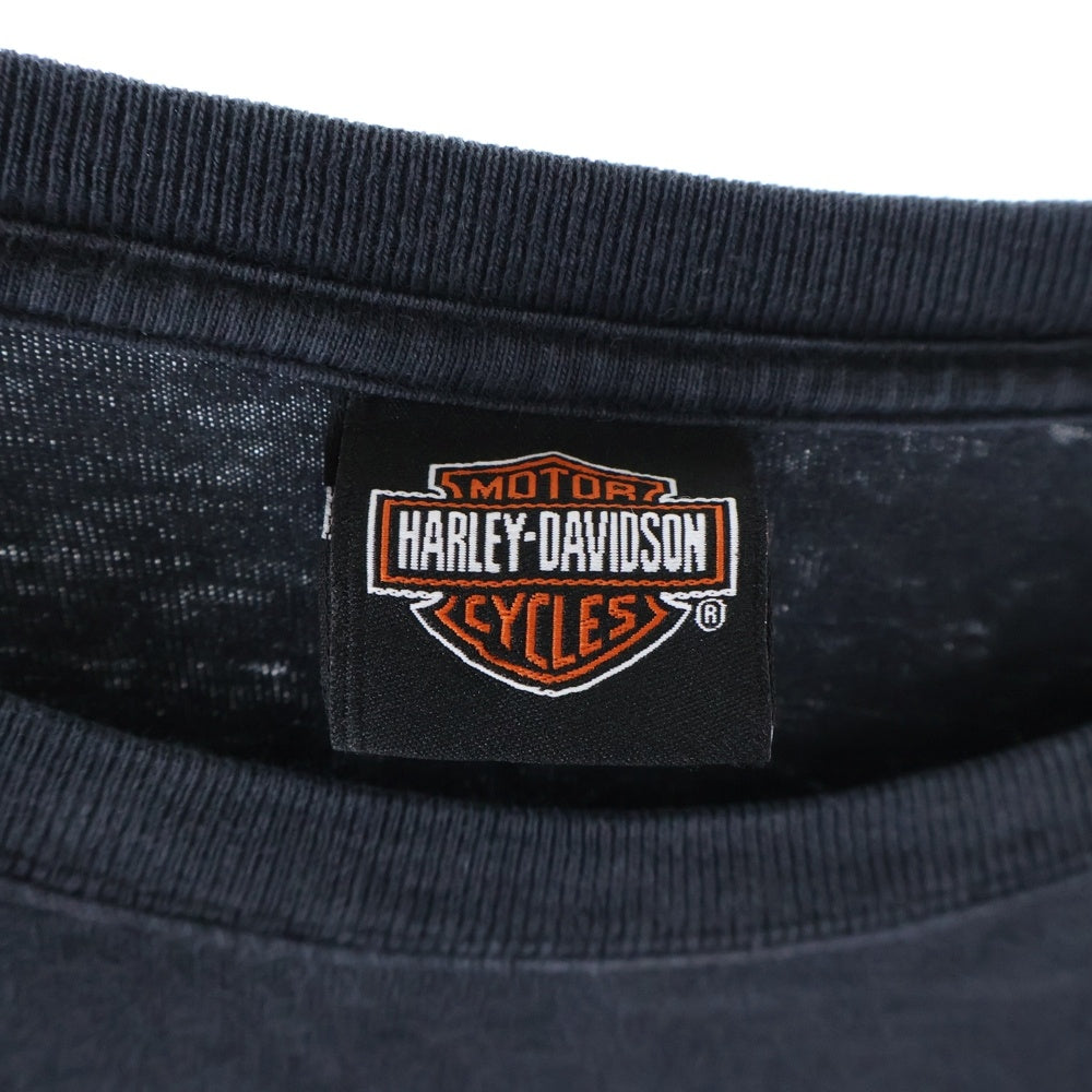 HARLEY DAVIDSON(ハーレーダビッドソン) 00s Bar&Shield Inferno Flames L/S Tee バーアンドシールド インフェルノフレイムス 袖ファイヤー ロングスリーブ 長袖Tシャツ ブラック