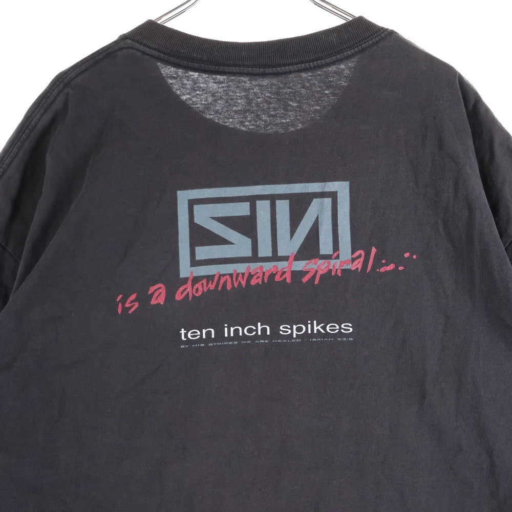 VINTAGE(ヴィンテージ) 90s NINE INCH NAILS TENINCHSPIKES TEE DELTAボディ ナインインチネイルズ 両面プリント 半袖Tシャツ ブラック
