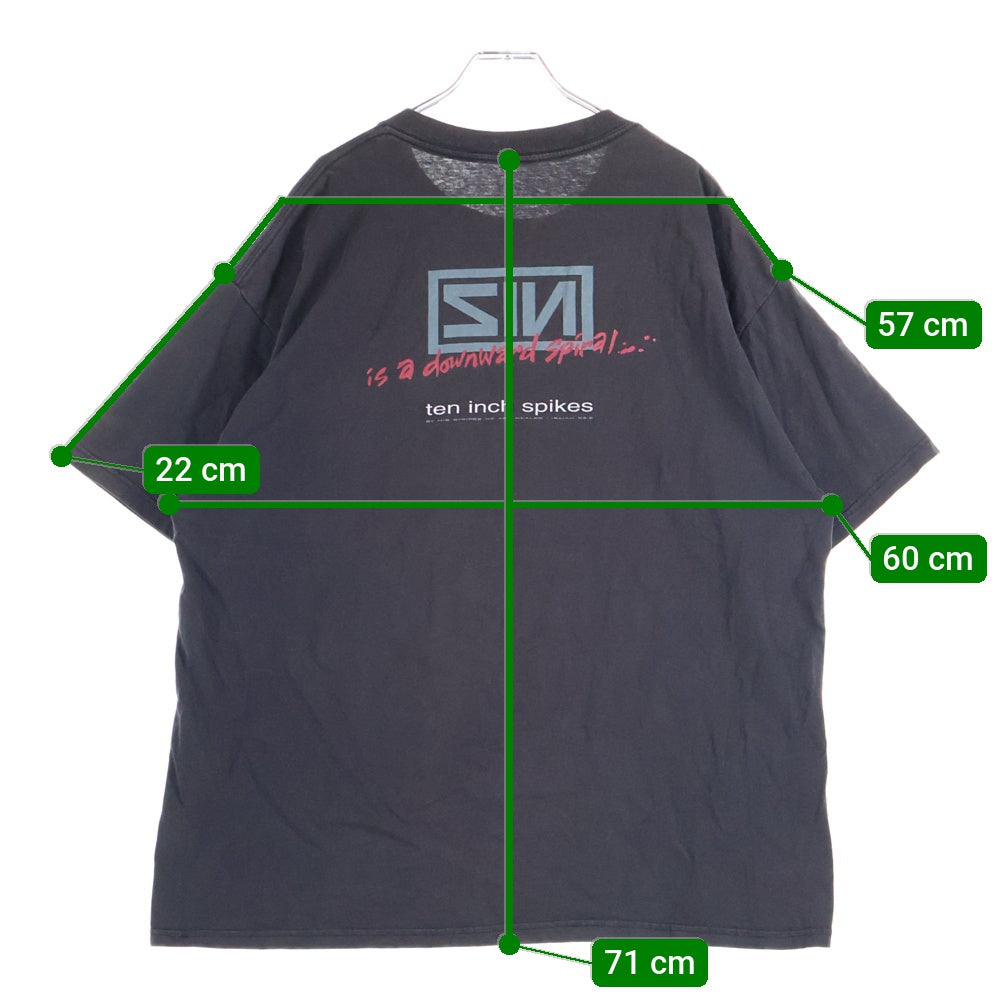 VINTAGE(ヴィンテージ) 90s NINE INCH NAILS TENINCHSPIKES TEE DELTAボディ ナインインチネイルズ 両面プリント 半袖Tシャツ ブラック