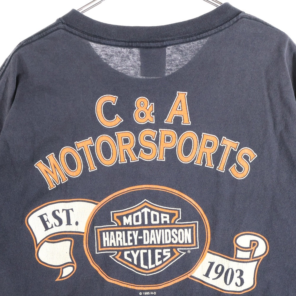 HARLEY DAVIDSON(ハーレーダビッドソン) 90s VINTAGE JUST RIDE IT TWIN ENGINE TEE エンジンプリント 1995 半袖Tシャツ ブラック