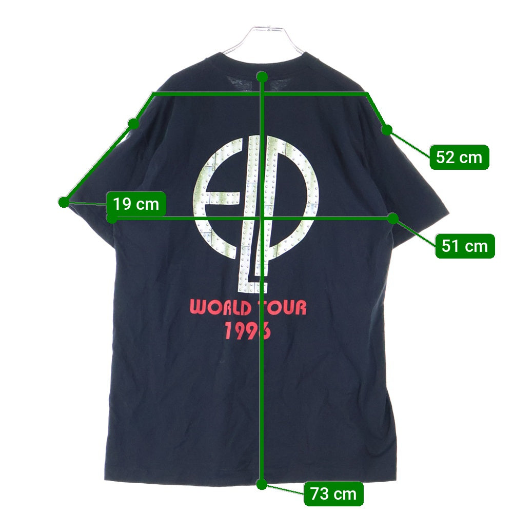 VINTAGE(ヴィンテージ) 90s EMERSON LAKE AND PALMER TARKUS 1996 WORLD TOUR TEE ELP FOTLボディ エマーソン 両面プリント 半袖Tシャツ ブラック
