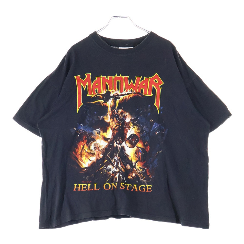 VINTAGE(ヴィンテージ) 90s MANOWAR HELL ON STAGE 1998 TOUR TEE REDWOODボディ マノウォー 半袖Tシャツ バンドTシャツ ブラック