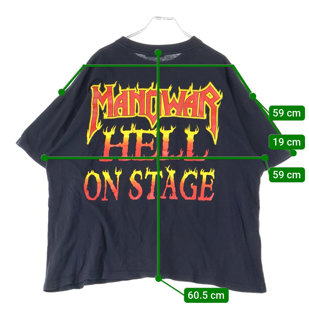 VINTAGE(ヴィンテージ) 90s MANOWAR HELL ON STAGE 1998 TOUR TEE REDWOODボディ マノウォー 半袖Tシャツ バンドTシャツ ブラック