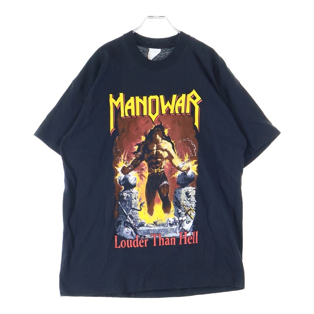 VINTAGE(ヴィンテージ) 90s MANOWAR LOUDER THAN HELL 1997 TEE SCREEN STARSボディ マノウォー 半袖Tシャツ バンドTシャツ ブラック