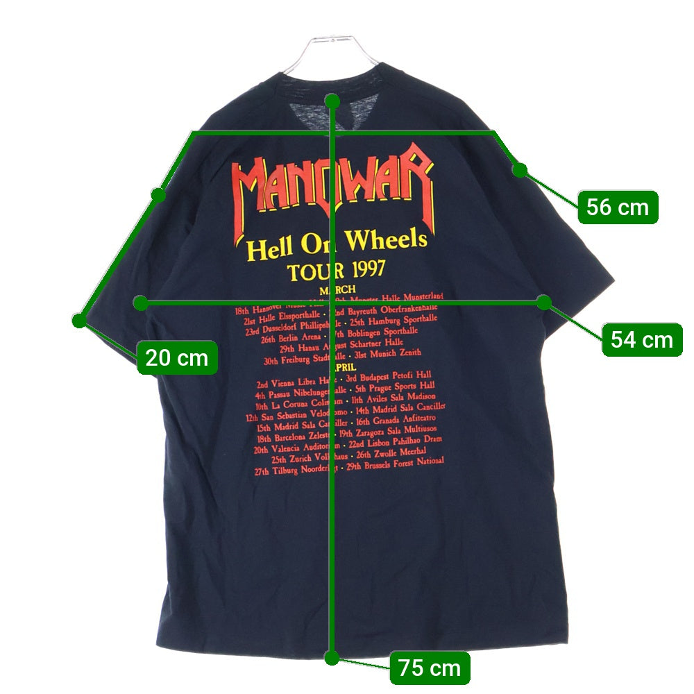 VINTAGE(ヴィンテージ) 90s MANOWAR LOUDER THAN HELL 1997 TEE SCREEN STARSボディ マノウォー 半袖Tシャツ バンドTシャツ ブラック