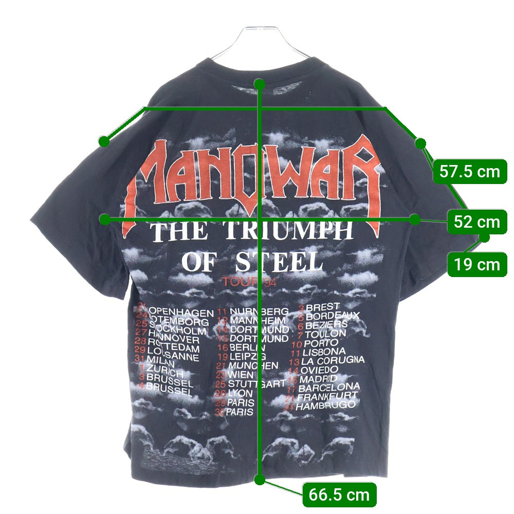 VINTAGE(ヴィンテージ) 90s MANOWAR THE TRIUMPH OF STEEL TEE ノウォー 半袖Tシャツ バンドTシャツ ブラック