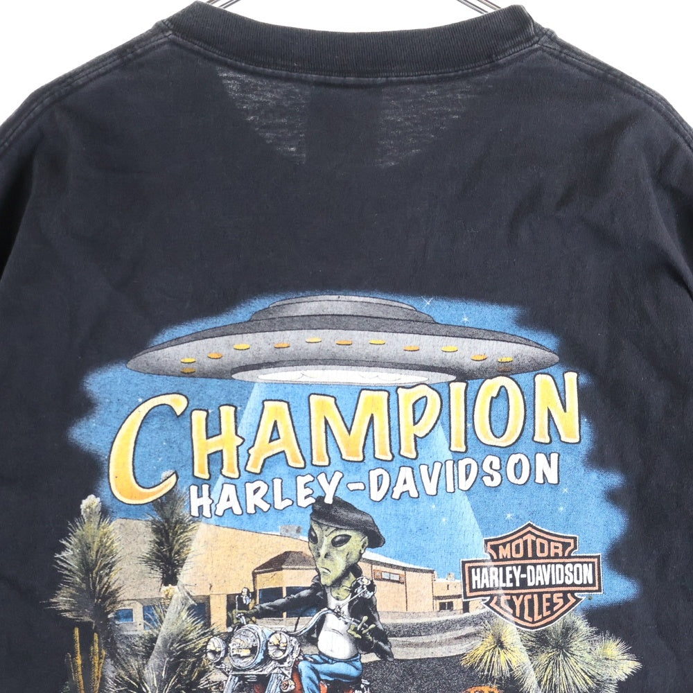 HARLEY DAVIDSON(ハーレーダビッドソン) 00s VINTAGE ENGINE FLAMES TEE 2001 ヴィンテージ フレイムスエンジン ファイヤー 半袖Tシャツ クルーネック ブラック