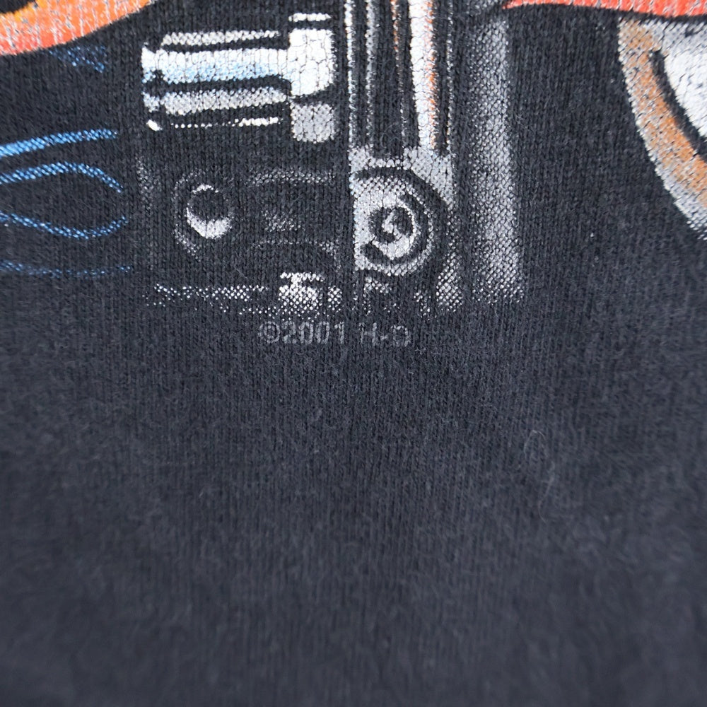 HARLEY DAVIDSON(ハーレーダビッドソン) 00s VINTAGE ENGINE FLAMES TEE 2001 ヴィンテージ フレイムスエンジン ファイヤー 半袖Tシャツ クルーネック ブラック