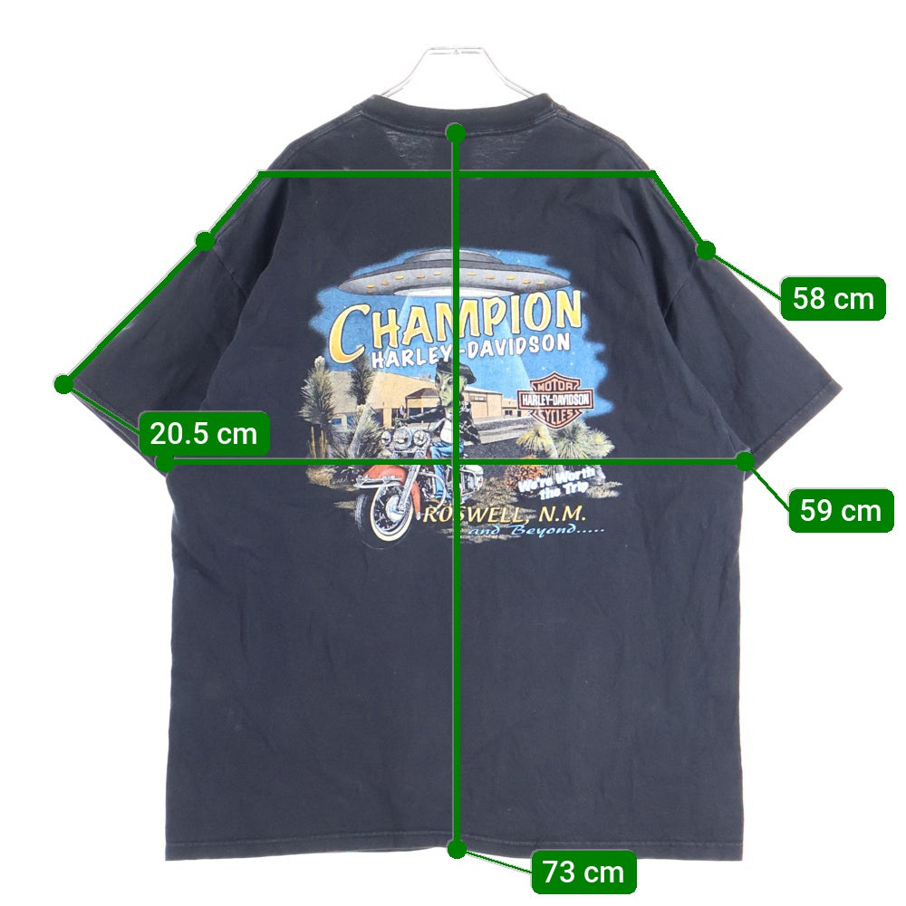 HARLEY DAVIDSON(ハーレーダビッドソン) 00s VINTAGE ENGINE FLAMES TEE 2001 ヴィンテージ フレイムスエンジン ファイヤー 半袖Tシャツ クルーネック ブラック