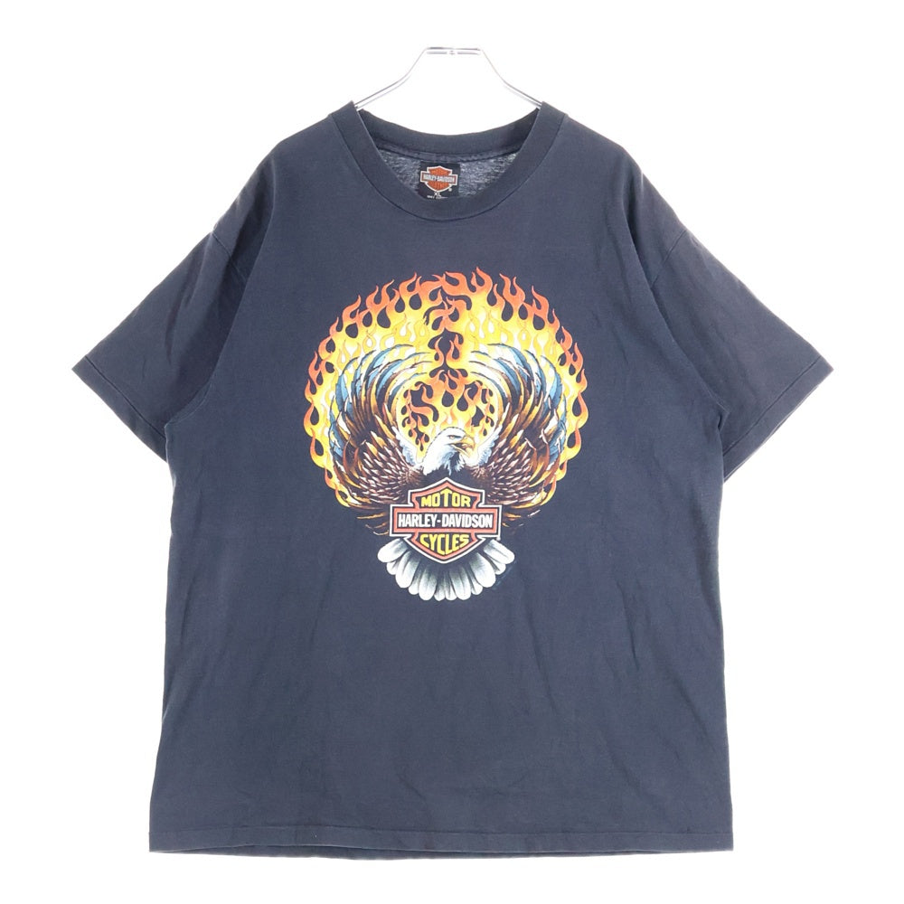 HARLEY DAVIDSON(ハーレーダビッドソン) 90s VINTAGE EAGLE FLAMES TEE イーグルフレイムス ファイヤープリント 1990 半袖Tシャツ ブラック