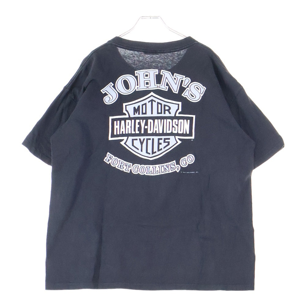 HARLEY DAVIDSON(ハーレーダビッドソン) 90s VINTAGE EAGLE VLOGO TEE イーグル Vロゴ プリント 1993 半袖Tシャツ ブラック