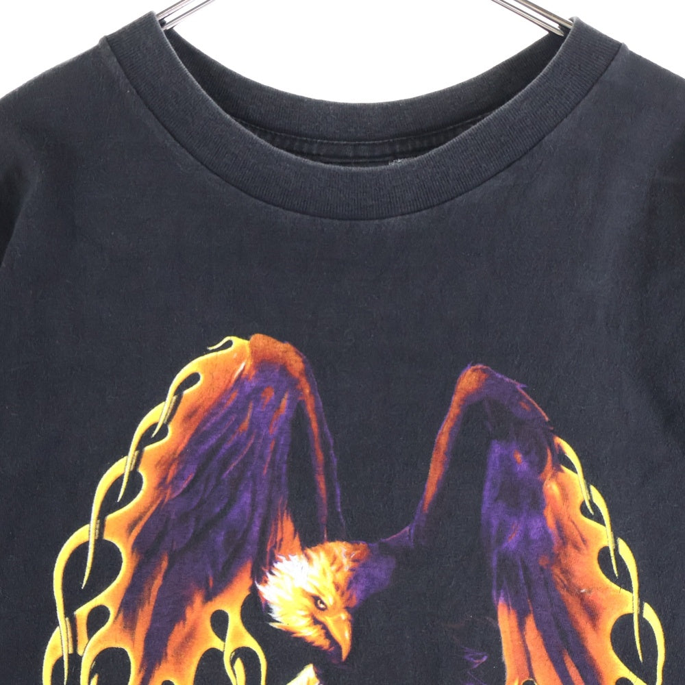 HARLEY DAVIDSON(ハーレーダビッドソン) 00s VINTAGE EAGLE FLAMES BAR&SHIELD TEE イーグルフレイムス ファイヤー バーアンドシールド プリント 2000 半袖Tシャツ ブラック
