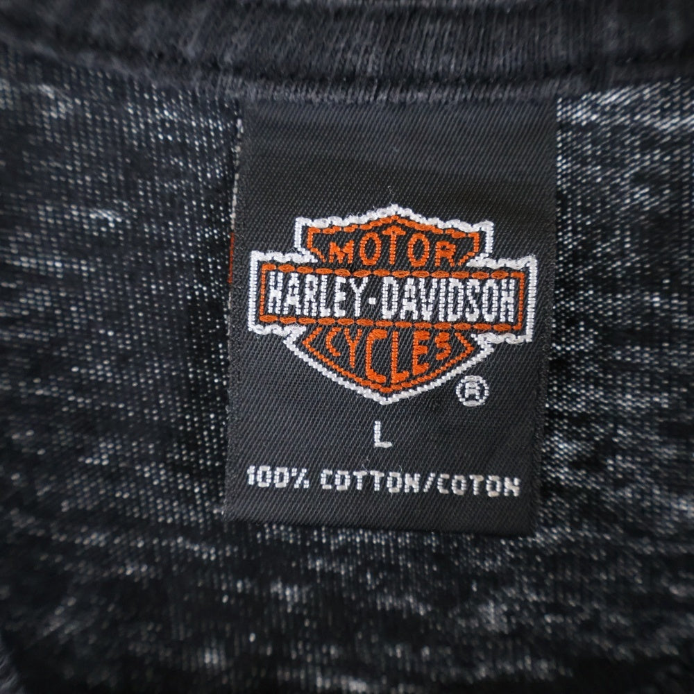 HARLEY DAVIDSON(ハーレーダビッドソン) 00s VINTAGE EAGLE FLAMES BAR&SHIELD TEE イーグルフレイムス ファイヤー バーアンドシールド プリント 2000 半袖Tシャツ ブラック