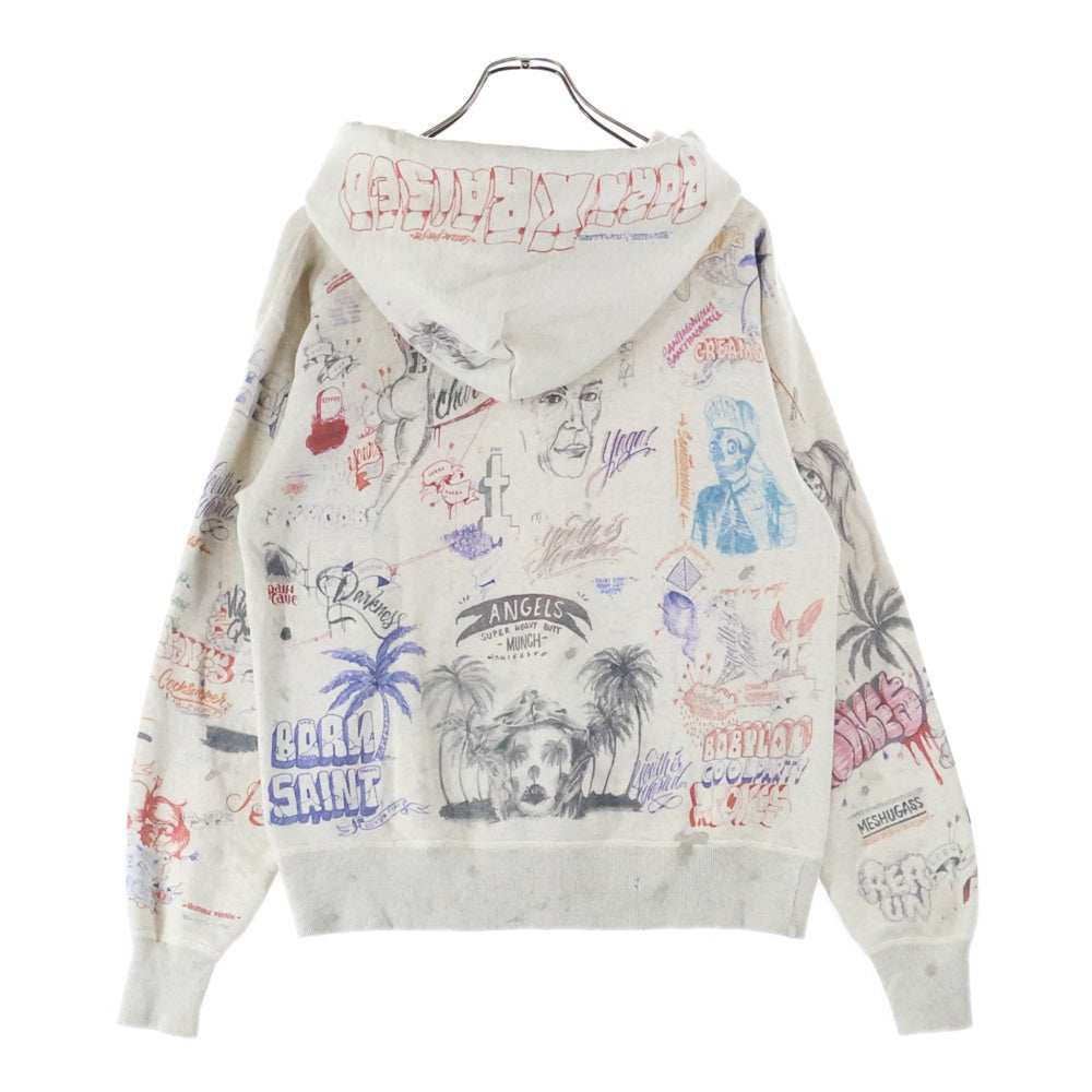 SAINT MICHAEL(セントマイケル) 24SS ×BORN RAISED BR HOODIE LA ボーンレイズド グラフィックプリント スタッズ装飾 プルオーバースウェットパーカー フーディー マルチ SM-YS8-0000-C11