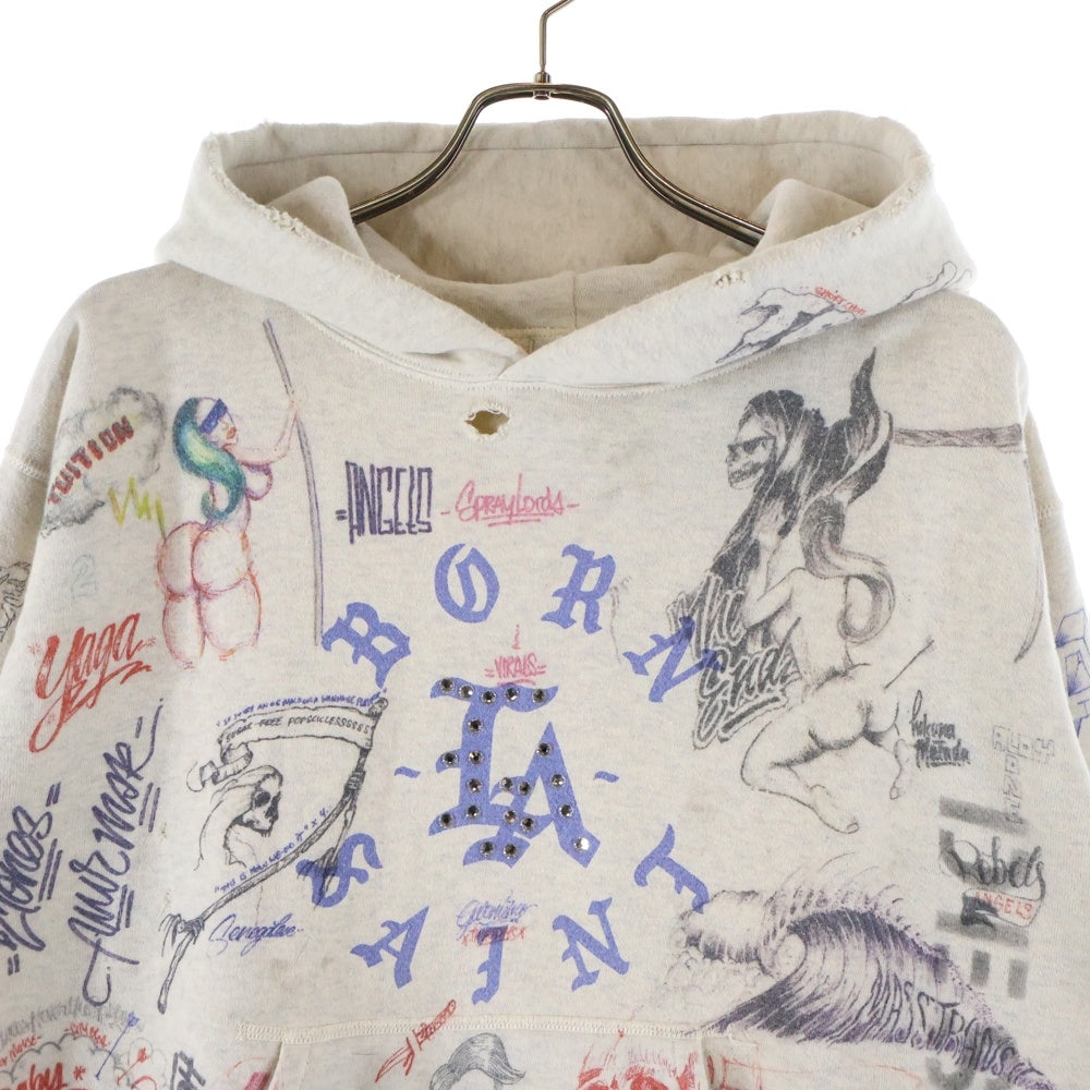 セントマイケル　BORN SAINT フード付きパーカー Lサイズ SAINT MICHAEL(セントマイケル) 24SS ×BORN RAISED BR HOODIE LA