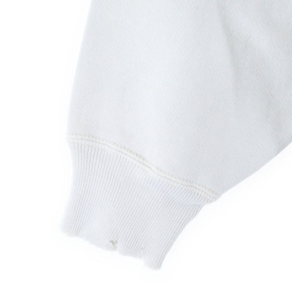 SAINT MICHAEL(セントマイケル) X BerBerJin BJ CREW NECK SWEAT YOUNG WHITE SM-HR8-0000-C38 ×ベルベルジン クルーネックスウェット ヤング ホワイト ダメージ加工