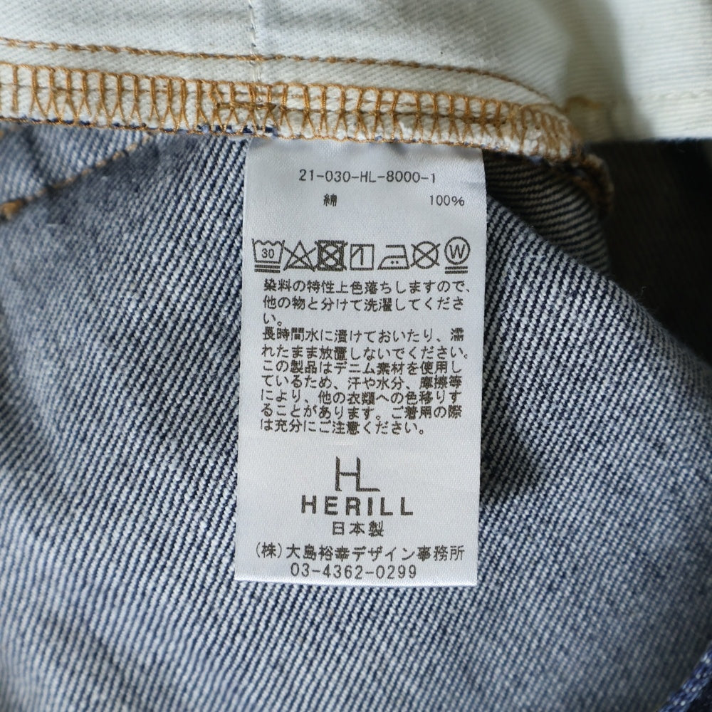 HERILL(ヘリル) 15oz 4PK TUCK DENIM PANTS タック入り デニムスラックス ワイドトラウザーズ リジット ジーンズ インディゴ 21-030-HL-8000-1