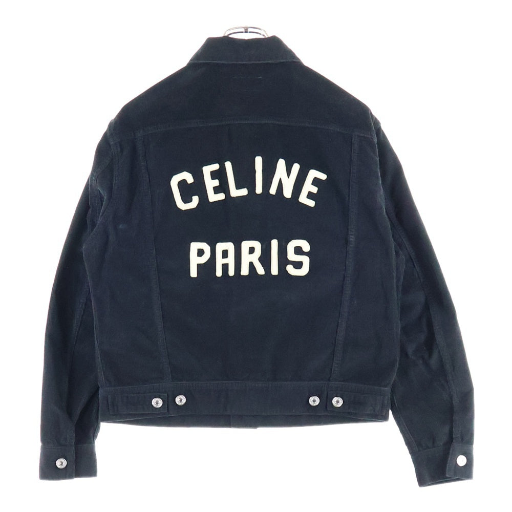 CELINE(セリーヌ) Corduroy Trucker Jacket ロゴワッペンコーデュロイトラッカージャケット 2Q757665W 08LH ブラック