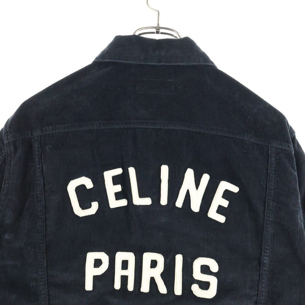 CELINE(セリーヌ) Corduroy Trucker Jacket ロゴワッペンコーデュロイトラッカージャケット 2Q757665W 08LH ブラック