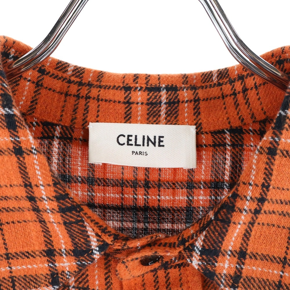 CELINE(セリーヌ) Check Cotton Oversized Shirt 2C486554T チェック柄 コットン オーバーサイズ長袖シャツ オレンジ