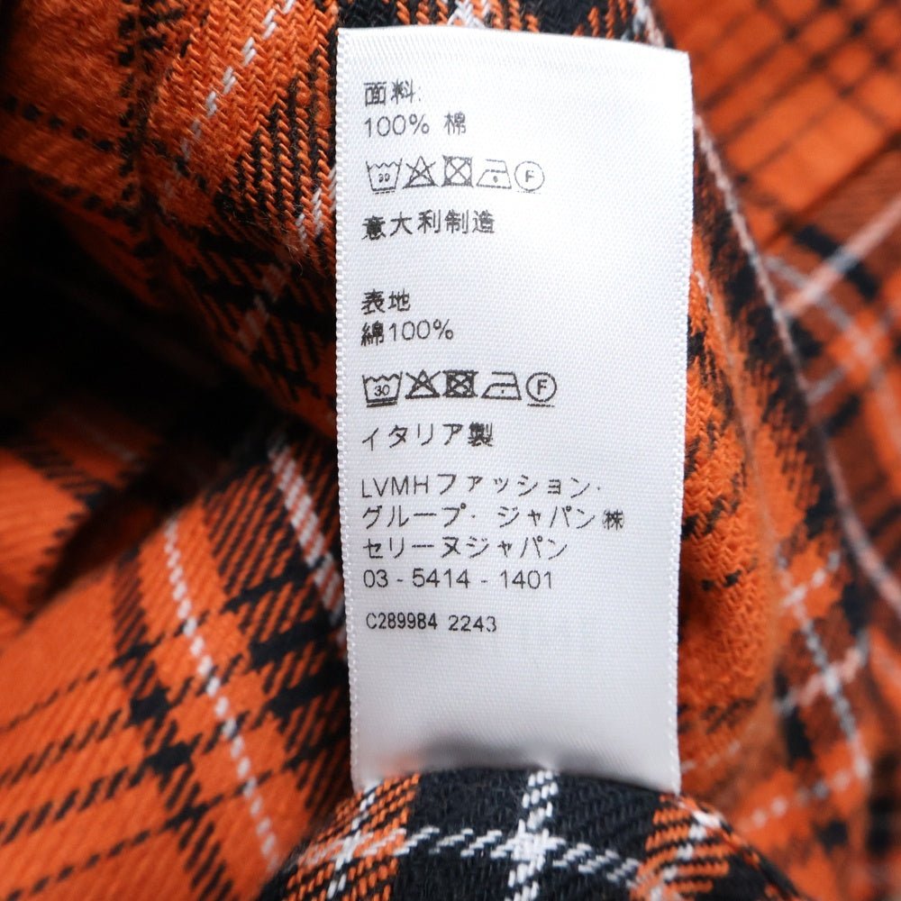 CELINE(セリーヌ) Check Cotton Oversized Shirt 2C486554T チェック柄 コットン オーバーサイズ長袖シャツ オレンジ