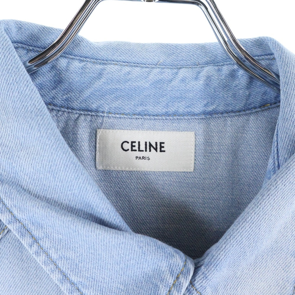 CELINE(セリーヌ) WESTERN SHIRT IN FADED SUMMER WASH DENIM 2T303361U.08YK ウエスタンデニムシャツ サマーウォッシュ 長袖シャツ ライトブルー