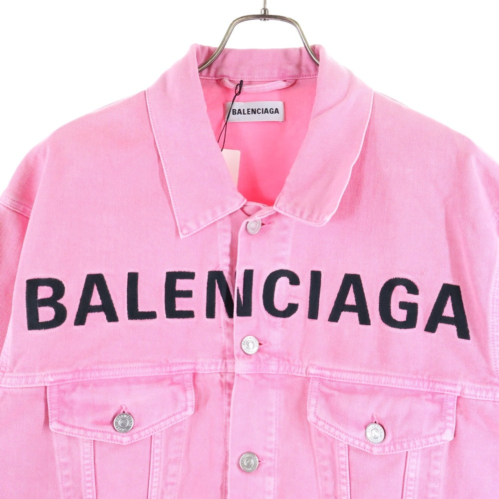 BALENCIAGA(バレンシアガ) 19AW フロント刺繍ロゴ デニムジャケット ピンク 594386 TEW37