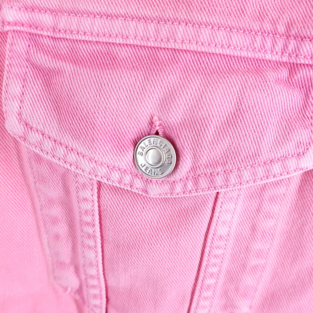 BALENCIAGA(バレンシアガ) 19AW フロント刺繍ロゴ デニムジャケット ピンク 594386 TEW37