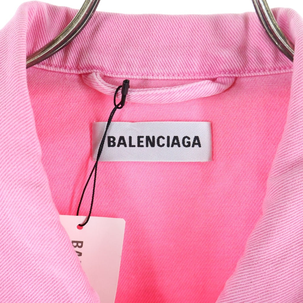 BALENCIAGA(バレンシアガ) 19AW フロント刺繍ロゴ デニムジャケット ピンク 594386 TEW37