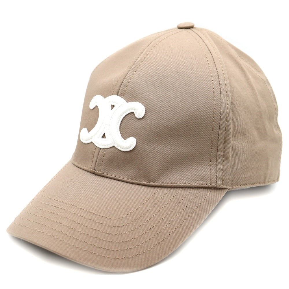 CELINE(セリーヌ) トリオンフ ロゴ刺繍 ベースボールキャップ コットン ベージュ 2AUT6969P.09RE