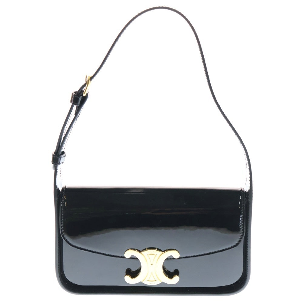 CELINE(セリーヌ) TERENCE BAG 118313FZI 38NO パテントレザー ブラック ゴールド金具 ハンドバッグ レディース