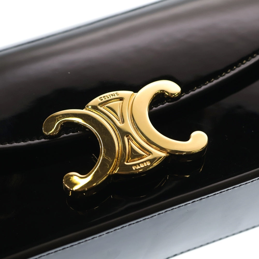CELINE(セリーヌ) TERENCE BAG 118313FZI 38NO パテントレザー ブラック ゴールド金具 ハンドバッグ レディース