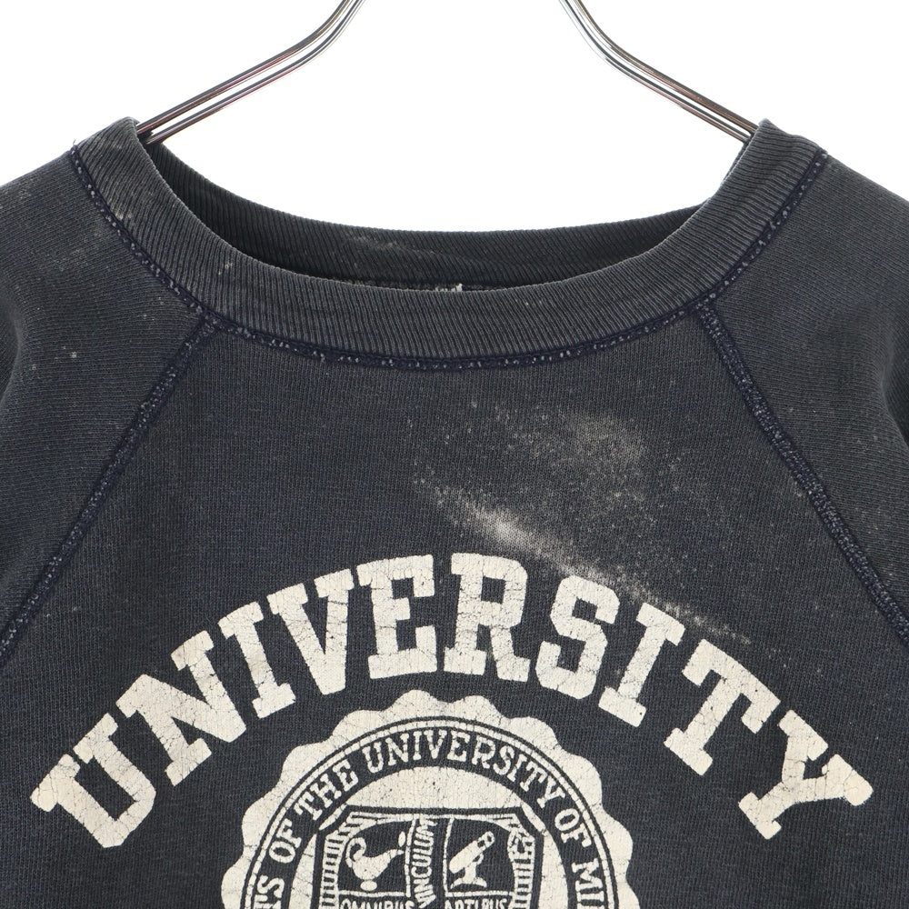 CHAMPION(チャンピオン) 60S UNIVERSITY MINNESOTA FLOCKY SWEAT RUN TAG 大文字ランタグ フロッキー スウェット ブラック