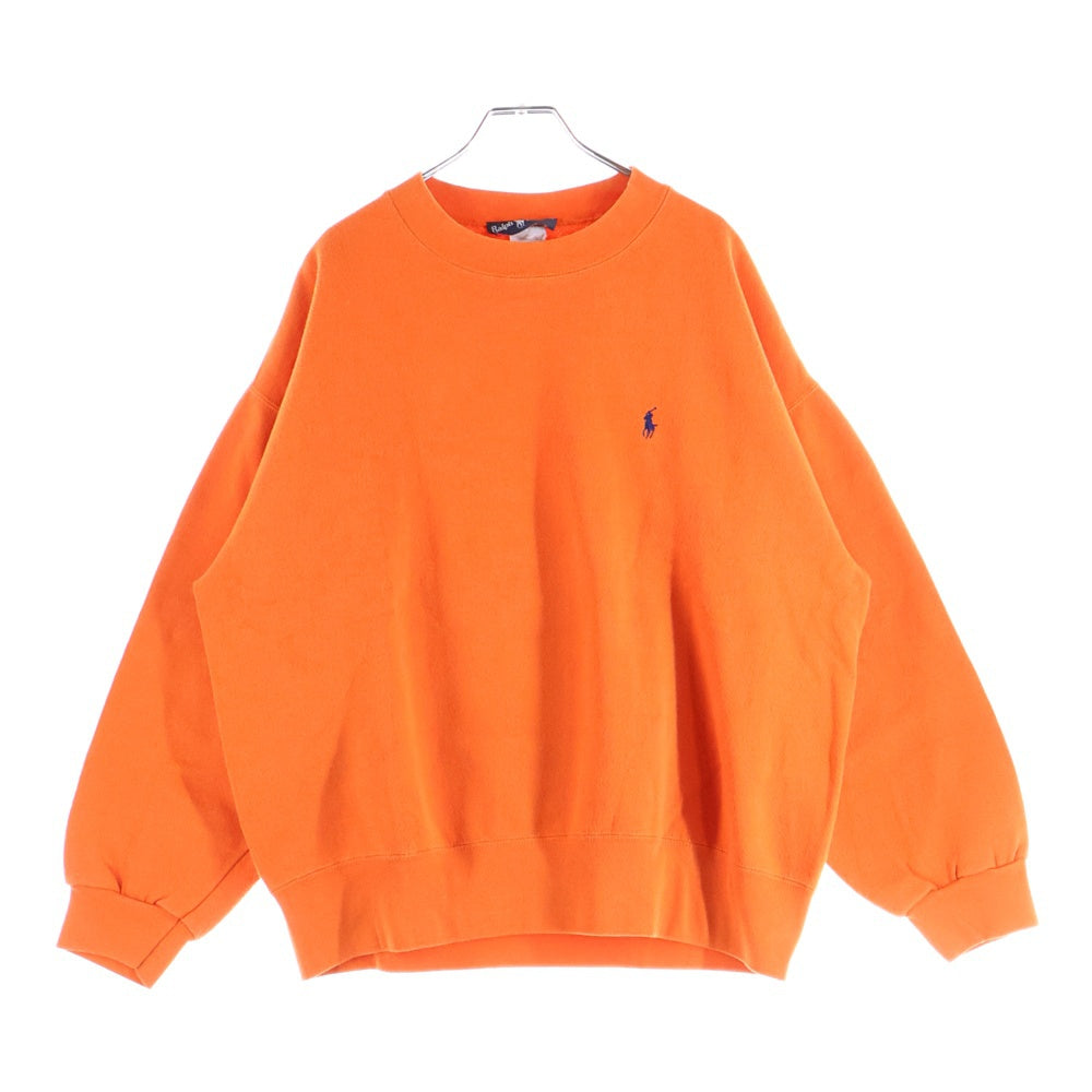 RALPH LAUREN(ラルフローレン) 90S PULLOVER LOGO SWEAT ロゴ刺繍 スウェット オレンジ