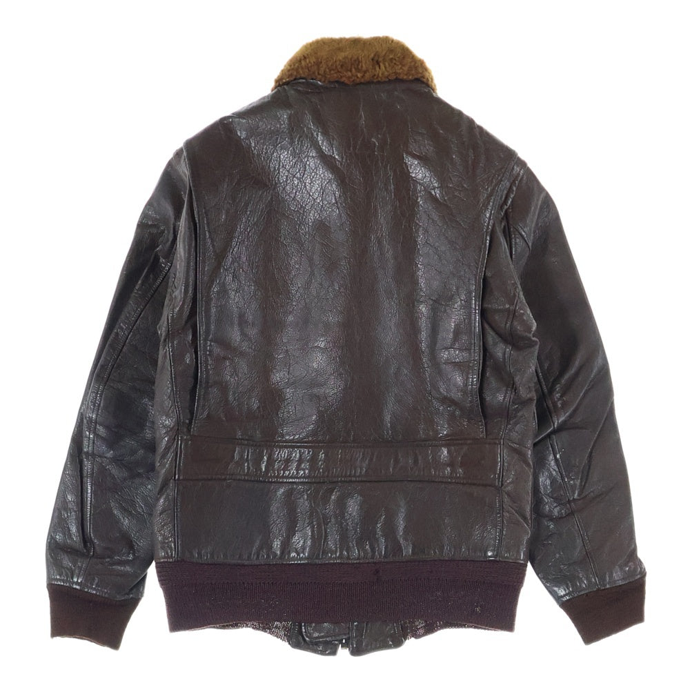 VINTAGE(ヴィンテージ) 40s U.S NAVY AN-J-3A FLIGHT JACKET TALONZIP MONARCH社製 1944 ユーエスネイビー フライトジャケット レザー ブラウン