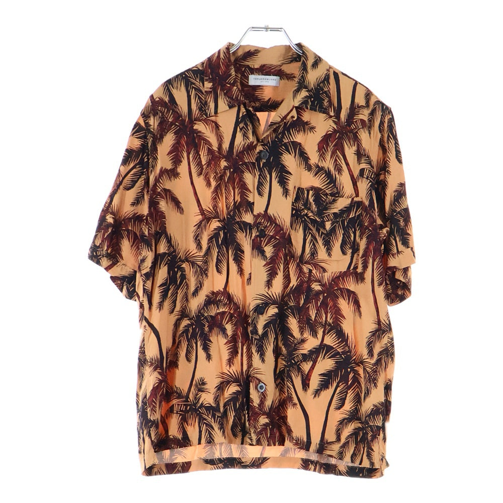 TOMORROWLAND(トゥモローランド) リーフ総柄 半袖胸ポケットシャツ オレンジ DS006