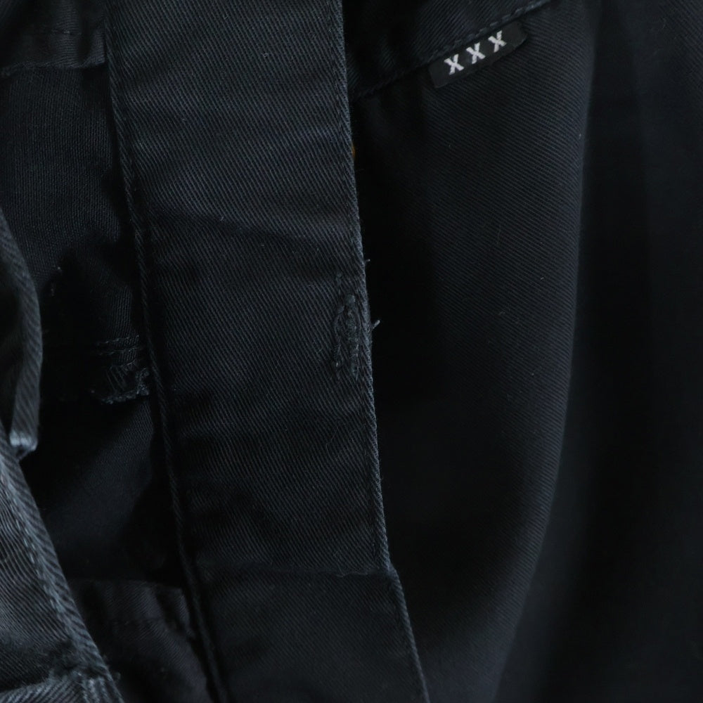 GOD SELECTION XXX(ゴッドセレクショントリプルエックス) ブラック チノパン ポケットロゴラベル パンツ