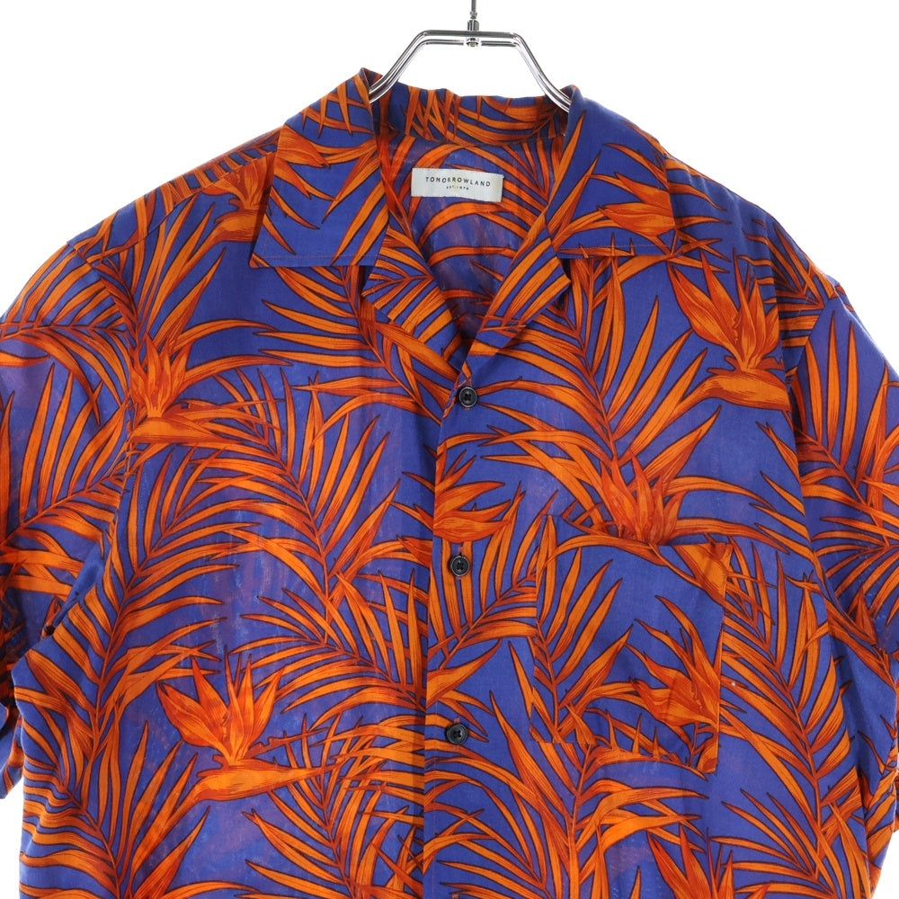 TOMORROWLAND(トゥモローランド) リーフ総柄 半袖胸ポケットシャツ オレンジ/ブルー WS019CU