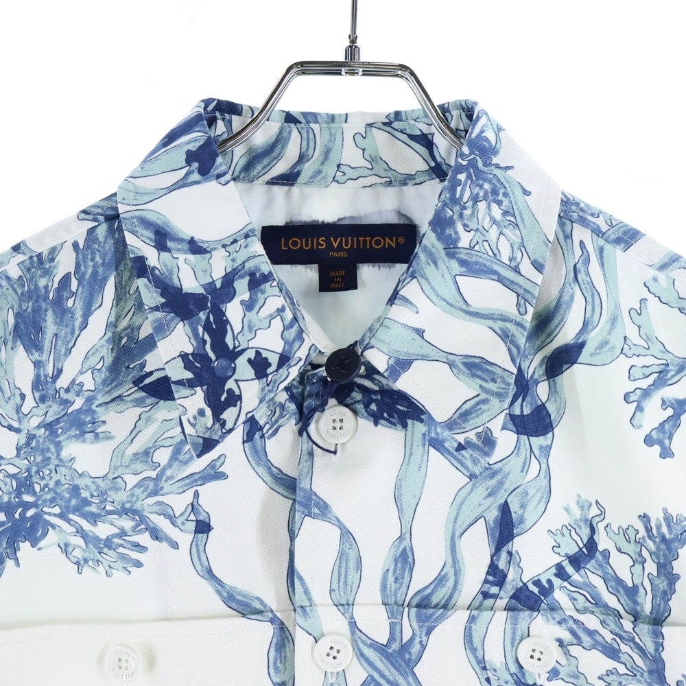 LOUIS VUITTON(ルイヴィトン) 23SS LVロゴプリンテッドコットンオーバー長袖シャツジャケット RM232M 26 HPB25W ホワイト/ブルー
