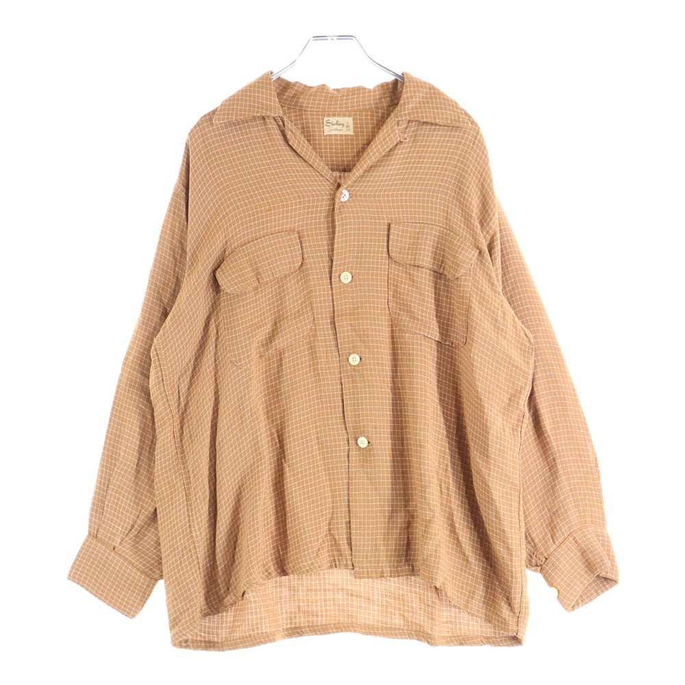 VINTAGE(ヴィンテージ) 40S STERLING L/S CHECK SHIRT スターリン プリント使用 フラップポケット チェック 長袖シャツ ブラウン/ホワイト