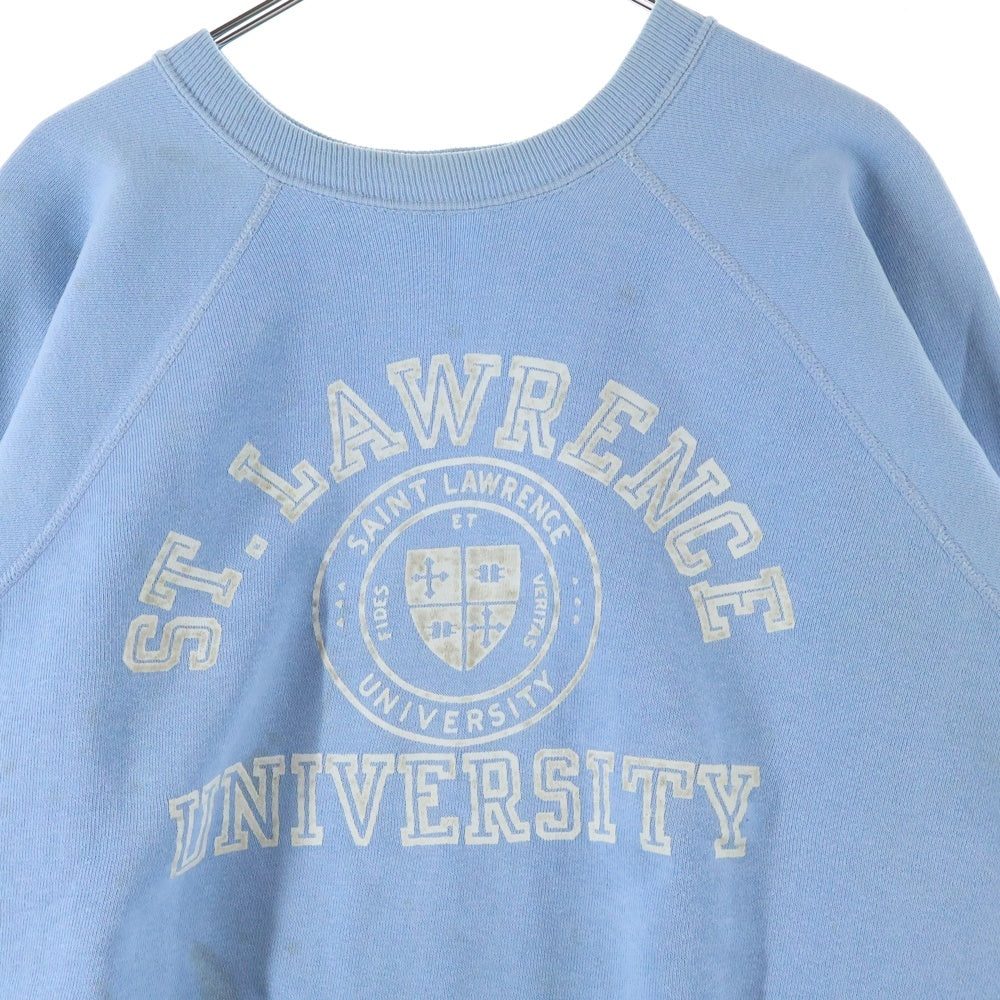 VINTAGE(ヴィンテージ) 50S ST. LAWRENCE UNIVERSITY PULLOVER FLOCKY SWEAT セントローレンス カレッジロゴ フロッキー プルオーバー スウェット トレーナー ブルー