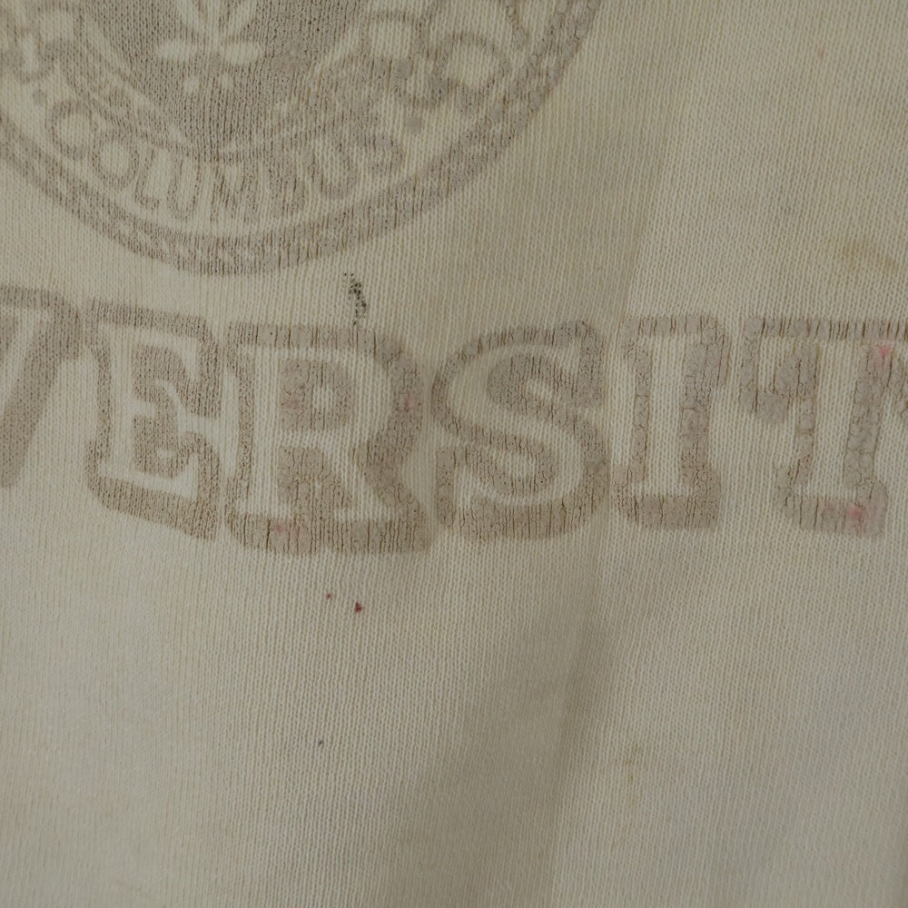 VINTAGE(ヴィンテージ) 50S OHIO STATE UNIVERSITY PULLOVER SWEAT オハイオ カレッジロゴ ラグラン 袖ステッチ貫通 プルオーバー スウェット トレーナーホワイト