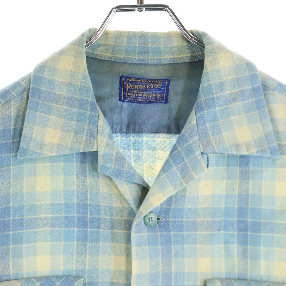 PENDLETON(ペンドルトン) 50S VNTAGE WOOL L/S CHECK SHIRT ヴィンテージ ウール チェック 長袖シャツ ブルー/ブラウン