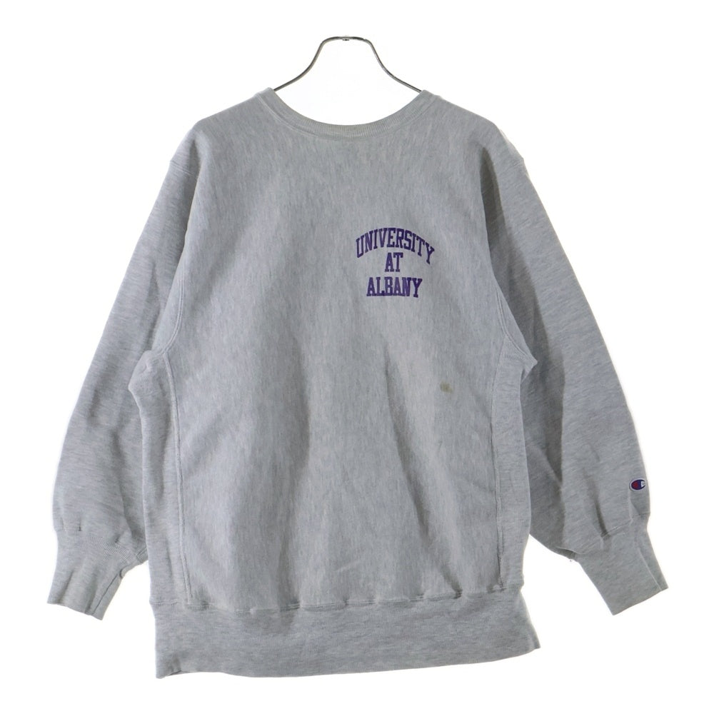 CHAMPION(チャンピオン) 90S REVERSE WEAVE UNIVERSITY AT ALBANY PULLOVER SWEAT 刺繍タグ 猫の手 リバースウィーズ プルオーバー スウェット トレーナー グレー