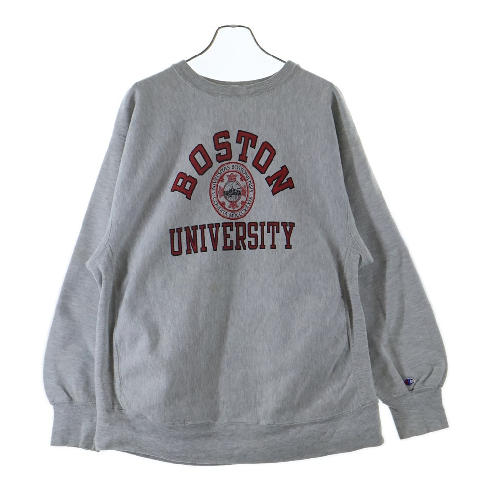 CHAMPION(チャンピオン) 80S REVERSE WEAVE BOSTON UNIVERSITY PULLOVER SWEAT リバースウィーブ ボストン トリコタグ後期 裏起毛 染み込み プルオーバー スウェット トレーナー グレー
