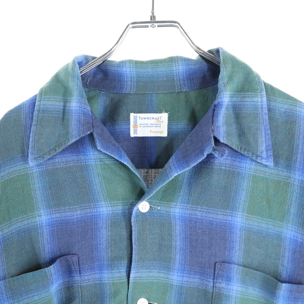 PENNEYS TOWNCRAFT(ぺニーズタウンクラフト) 60S VINTAGE OMBRE L/S CHECK SHIRT ヴィンテージ オンブレ チェック 長袖シャツ ブルー/グリーン