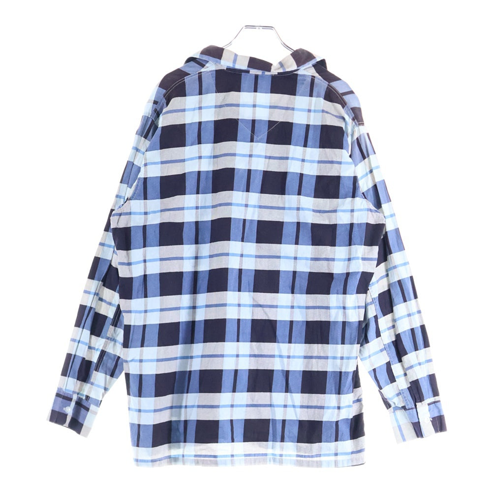 VINTAGE(ヴィンテージ) 50S CLUB LOUNGE BY WELDON L/S CHECK COVERALL SHIRT クラブ ラウンジ バイ ウェルドン カバーオールタイプ チェック 長袖シャツ ブルー/ホワイト