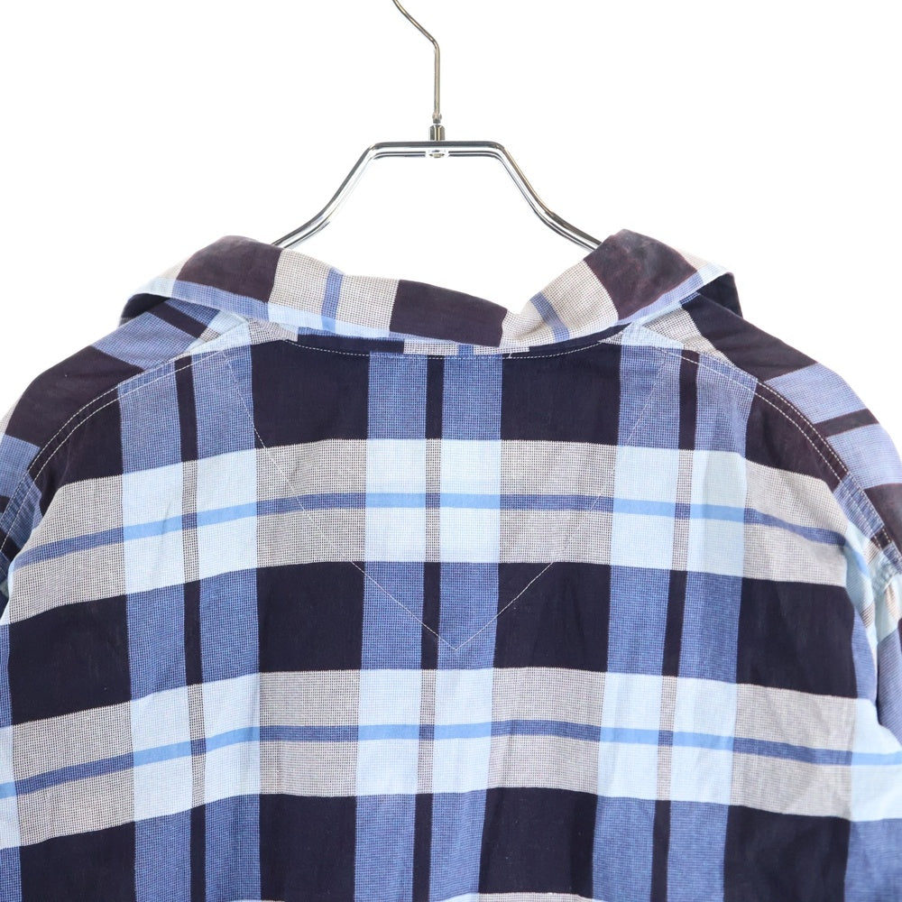 VINTAGE(ヴィンテージ) 50S CLUB LOUNGE BY WELDON L/S CHECK COVERALL SHIRT クラブ ラウンジ バイ ウェルドン カバーオールタイプ チェック 長袖シャツ ブルー/ホワイト