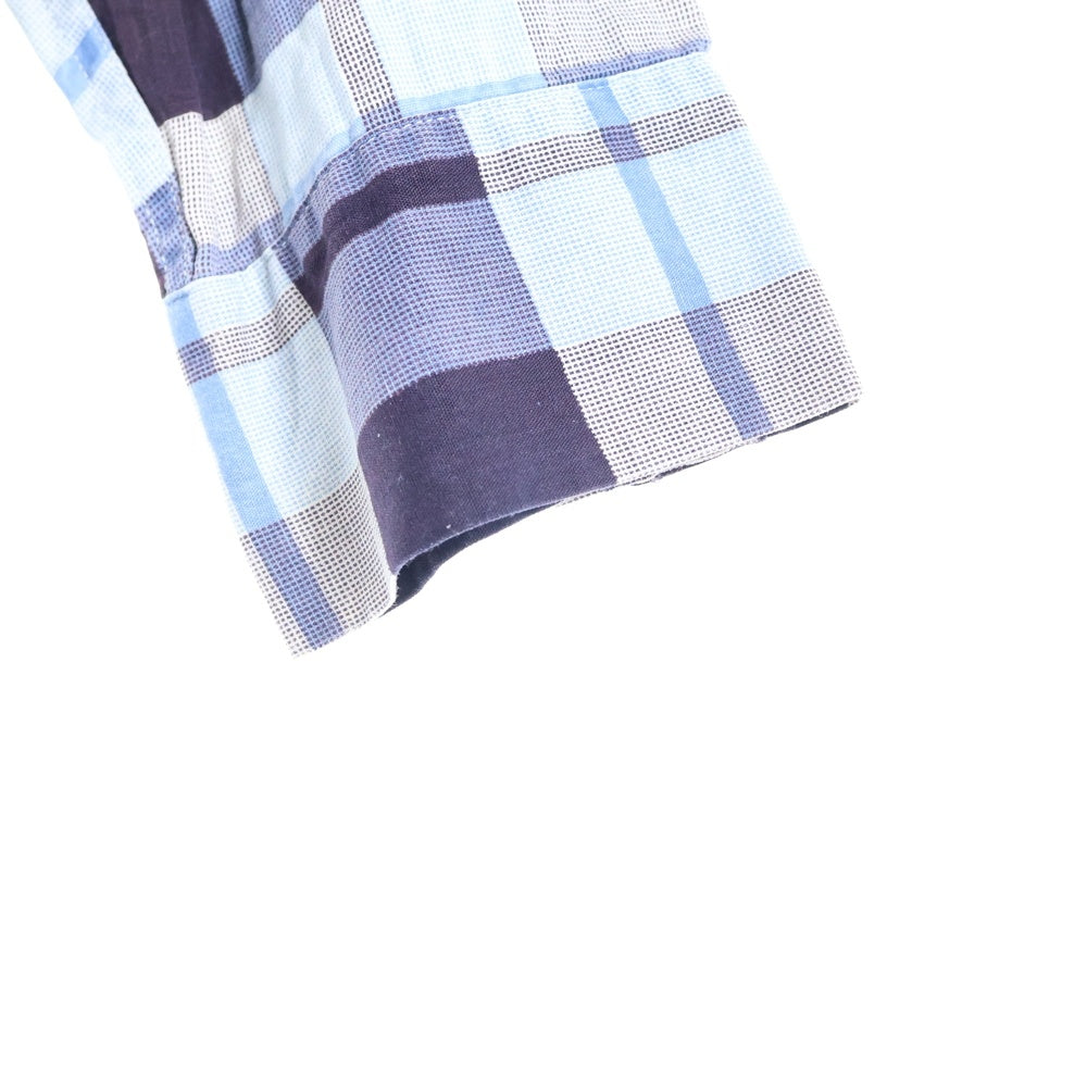 VINTAGE(ヴィンテージ) 50S CLUB LOUNGE BY WELDON L/S CHECK COVERALL SHIRT クラブ ラウンジ バイ ウェルドン カバーオールタイプ チェック 長袖シャツ ブルー/ホワイト