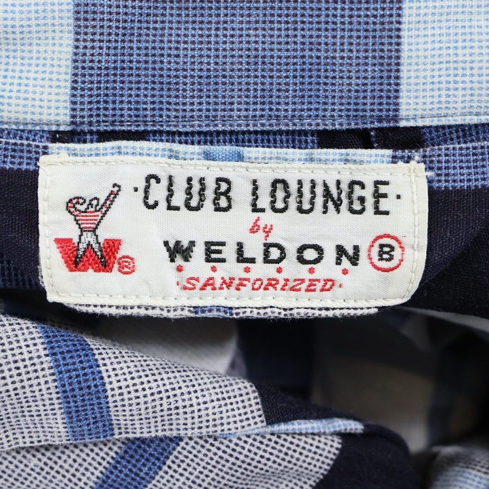 VINTAGE(ヴィンテージ) 50S CLUB LOUNGE BY WELDON L/S CHECK COVERALL SHIRT クラブ ラウンジ バイ ウェルドン カバーオールタイプ チェック 長袖シャツ ブルー/ホワイト